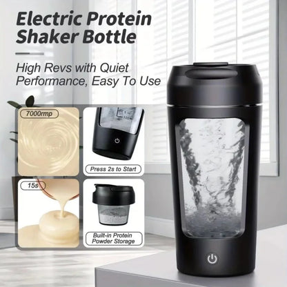Copo Misturador Automático Portátil – 650ml, Recarregável, Ideal para Shakes de Proteína, Esportes e Fitness