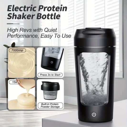Copo Misturador Automático Portátil – 650ml, Recarregável, Ideal para Shakes de Proteína, Esportes e Fitness