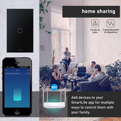 Interruptor Tomada inteligente touch wi fi com Neutro
