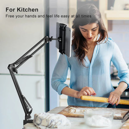 Suporte Giratório para Tablet e Celular – Compatível com Dispositivos de 4'' a 12.9'' | Ajustável com Braço Longo para Cama e Mesa