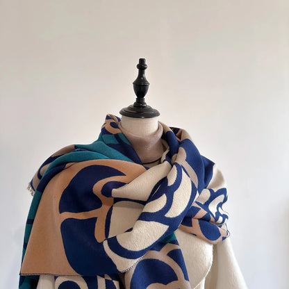 Cachecol Feminino Luxo Floral – Estilo Pashmina Toque de Cashmere 185x65cm