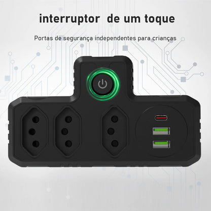 Régua Extensão de Tomadas e Porta USB