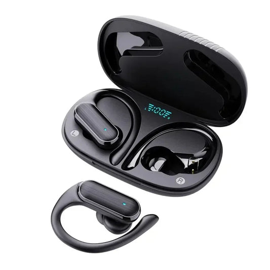 Fones  de Ouvidos Bluetooth 5.3, Esportivos com Gancho e Controles Touch