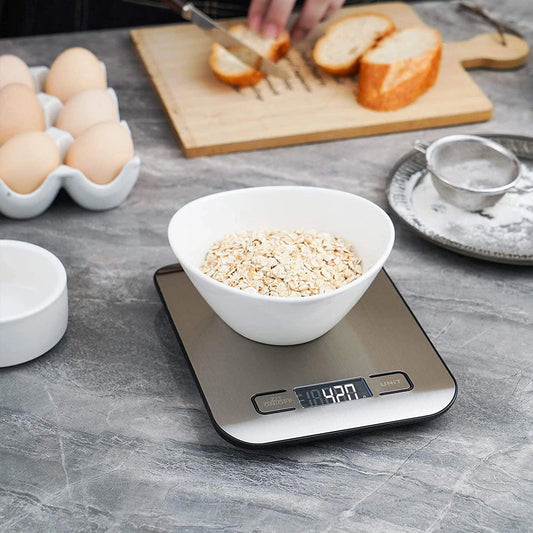 Balança Digital de Cozinha 1g a 10kg com Alta Precisão e Plataforma de Aço Inox