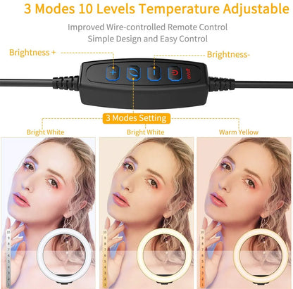 Anel de Luz LED para Selfie – Iluminação Fotográfica com Suporte para Celular e Tripé