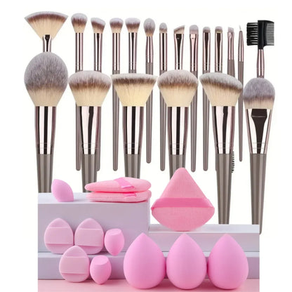 Conjunto Profissional de Pincéis Esponjas de Maquiagem