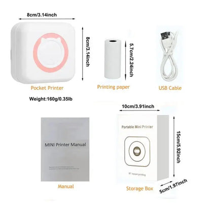 Mini Impressora Térmica Bluetooth – Sem Tinta, Para Etiquetas e Fotos