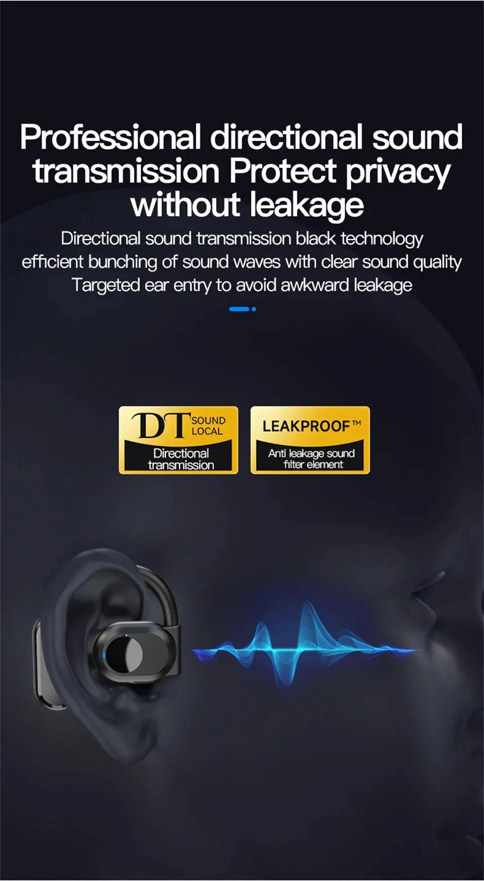 Bone Conduction Headphones Bluetooth Wireless Headphones with Mic Noise Cancelling and Handsfree