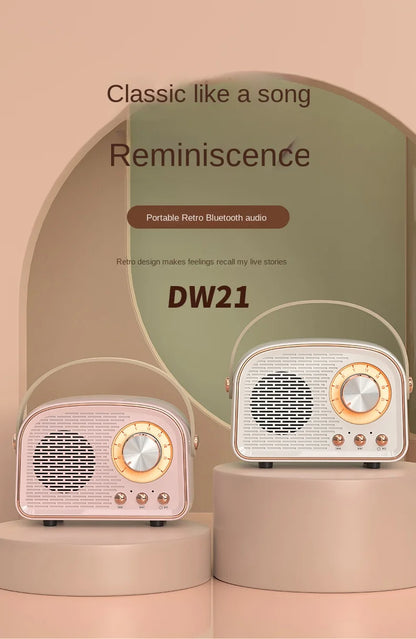 Caixa de Som Bluetooth Portátil - Som Estéreo Retro com Função FM