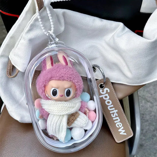 Bolsa Protetora de Vinil para Boneco Labubu – Transparente, à Prova de Poeira