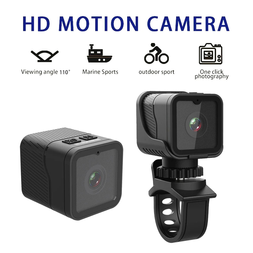 Mini Câmera Esportiva Portátil 1080P HD com Wi-Fi e Suporte à Prova d'Água