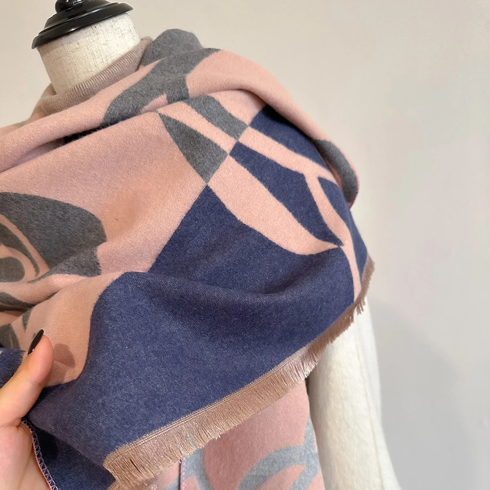 Cachecol Feminino Luxo Floral – Estilo Pashmina Toque de Cashmere 185x65cm