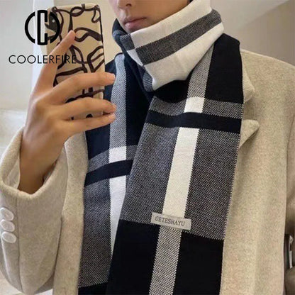 Cachecol Masculino de Inverno – Estilo Patchwork