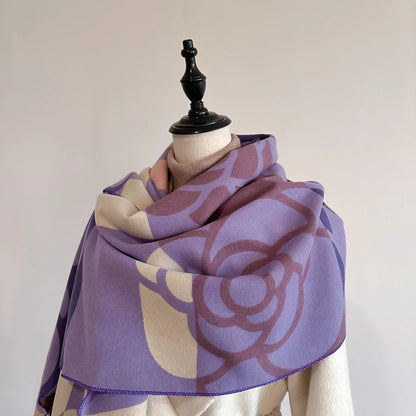 Cachecol Feminino Luxo Floral – Estilo Pashmina Toque de Cashmere 185x65cm