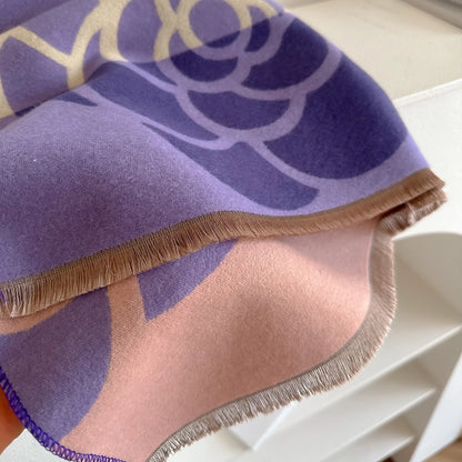 Cachecol Feminino Luxo Floral – Estilo Pashmina Toque de Cashmere 185x65cm