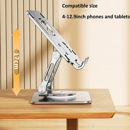 Suporte para Tablet com Rotação 360° – Ajustável, Dobrável e de Alumínio, Compatível com iPad Pro, Air, Mini e Smartphones