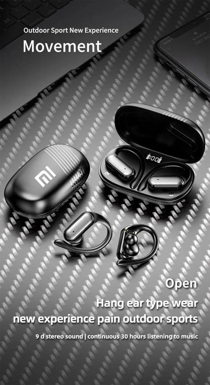 Fones  de Ouvidos Bluetooth 5.3, Esportivos com Gancho e Controles Touch