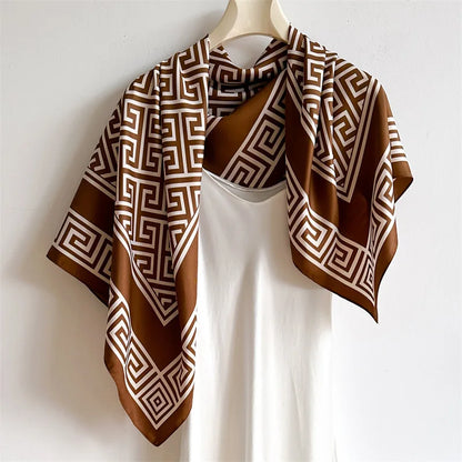 Lenço Feminino Luxo Estampa Elegante – 90x90cm em Cetim