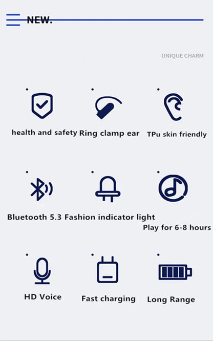 Fones de Ouvido  Condução Óssea Bluetooth com Microfone e Redução de Ruído