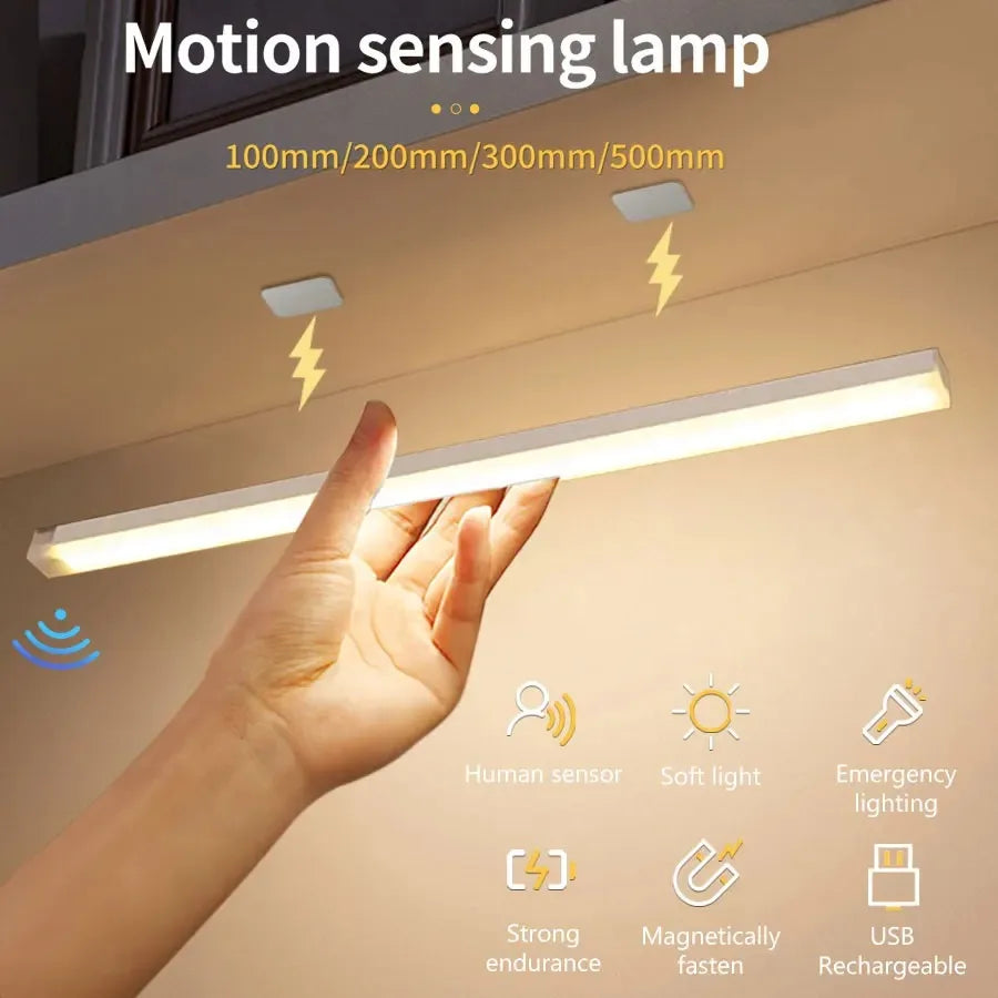 Luz LED com Sensor de Movimento USB Recarregável – Iluminação Sem Fio