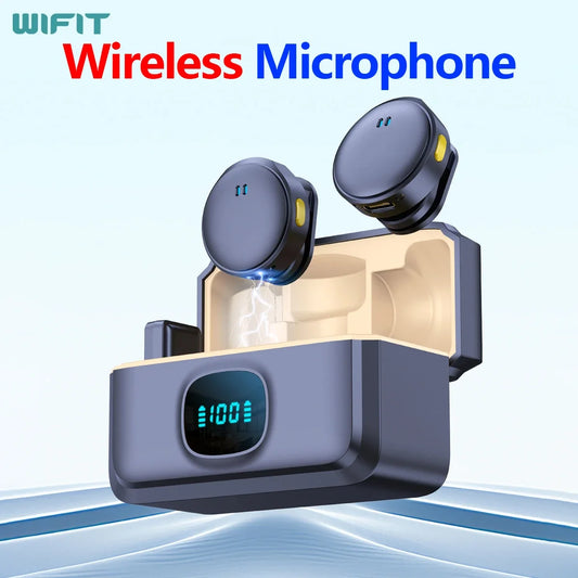 Microfone com Clip Magnético Sem Fio  – Plug and Play com Estojo de Carregamento