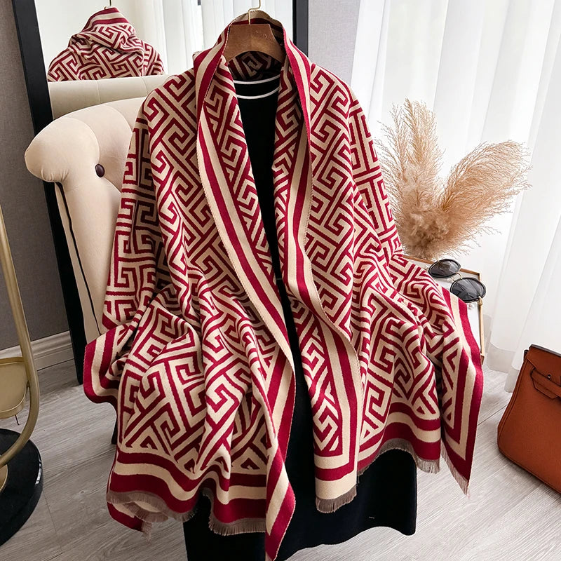 Cachecol Luxo Inverno –  Jacquard, Macio e Quente