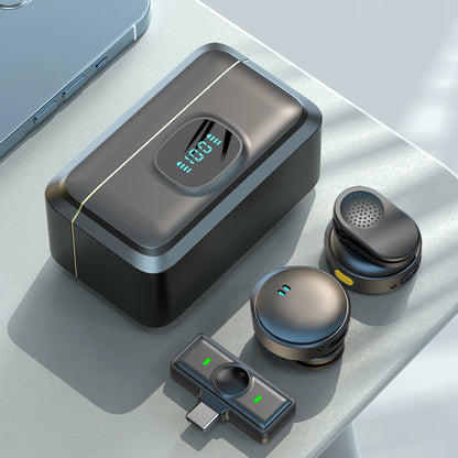 Microfone com Clip Magnético Sem Fio  – Plug and Play com Estojo de Carregamento