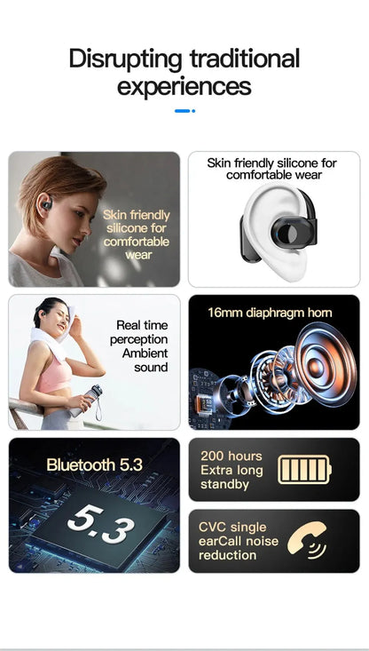 Bone Conduction Headphones Bluetooth Wireless Headphones with Mic Noise Cancelling and Handsfree