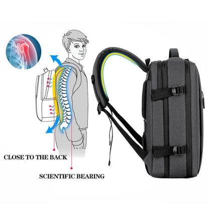Mochila de Viagem e Trabalho – Impermeável, Expansível, com Porta USB e Compartimento para Notebook 15.6"moch
