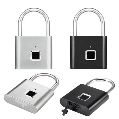 Cadeado Inteligente Biométrico – Desbloqueio por Impressão Digital, USB Recarregável, à Prova d’Água, Portátil e Antirroubo