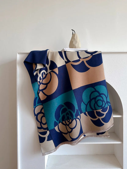 Cachecol Feminino Luxo Floral – Estilo Pashmina Toque de Cashmere 185x65cm
