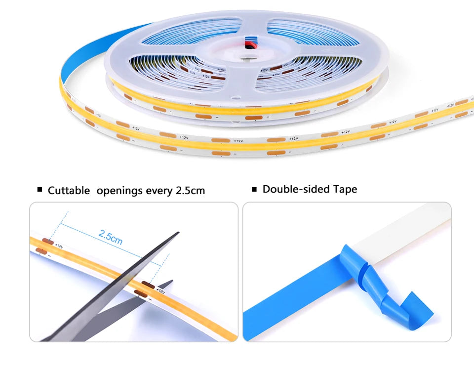 Fita LED  para  Armário com Sensor de Toque – Regulável, Ideal para Móveis de Madeira e Exposição