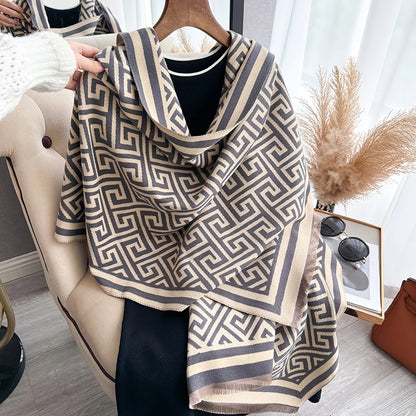 Cachecol Luxo Inverno –  Jacquard, Macio e Quente