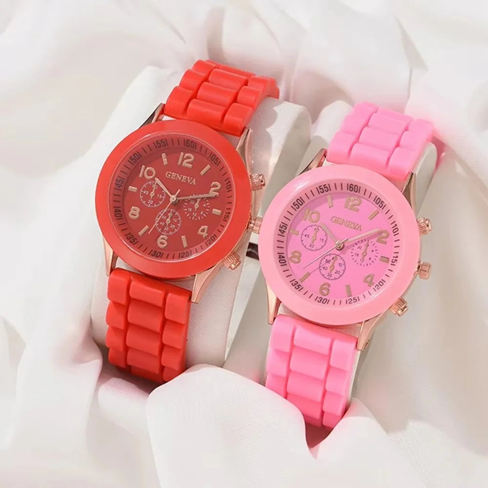 Kit de 2 Relógios Quartz com Pulseira de Silicone