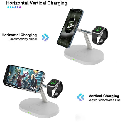 Carregador Sem Fio 3 em 1  Estação de Carregamento para iPhone  Apple Watch e AirPods