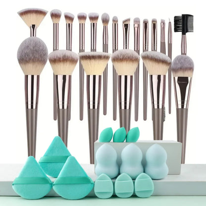 Conjunto Profissional de Pincéis Esponjas de Maquiagem