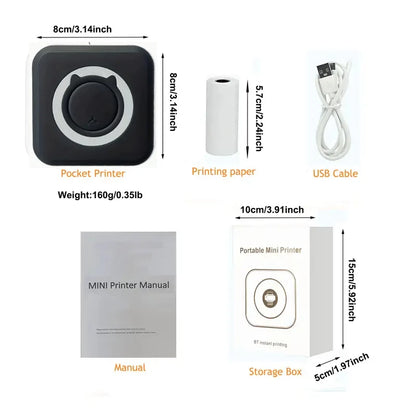 Mini Impressora Térmica Bluetooth – Sem Tinta, Para Etiquetas e Fotos
