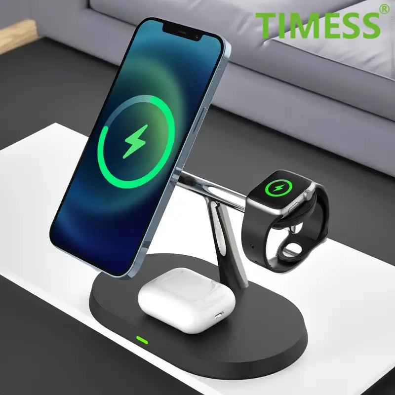 Carregador Sem Fio 3 em 1  Estação de Carregamento para iPhone  Apple Watch e AirPods