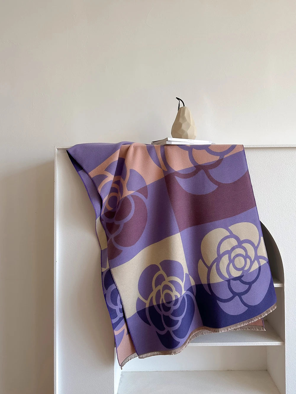 Cachecol Feminino Luxo Floral – Estilo Pashmina Toque de Cashmere 185x65cm
