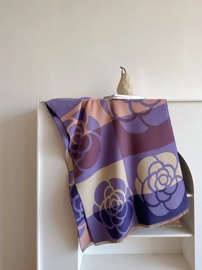 Cachecol Feminino Luxo Floral – Estilo Pashmina Toque de Cashmere 185x65cm