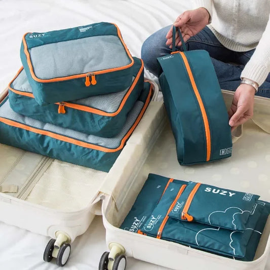 Conjunto de Organizadores de Viagem – 6 ou 7 Peças, Bolsas para Mala, Roupas e Sapatos, Compacto e Portátil