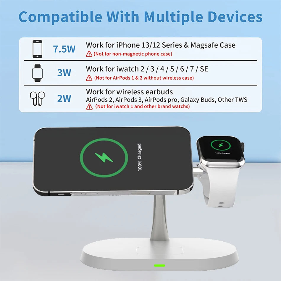 Carregador Sem Fio 3 em 1  Estação de Carregamento para iPhone  Apple Watch e AirPods