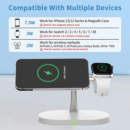 Carregador Sem Fio 3 em 1  Estação de Carregamento para iPhone  Apple Watch e AirPods