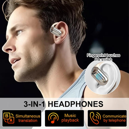 Fones de ouvido tradutor AI 144 idiomas com cancelamento de ruído Bluetooth 5.3