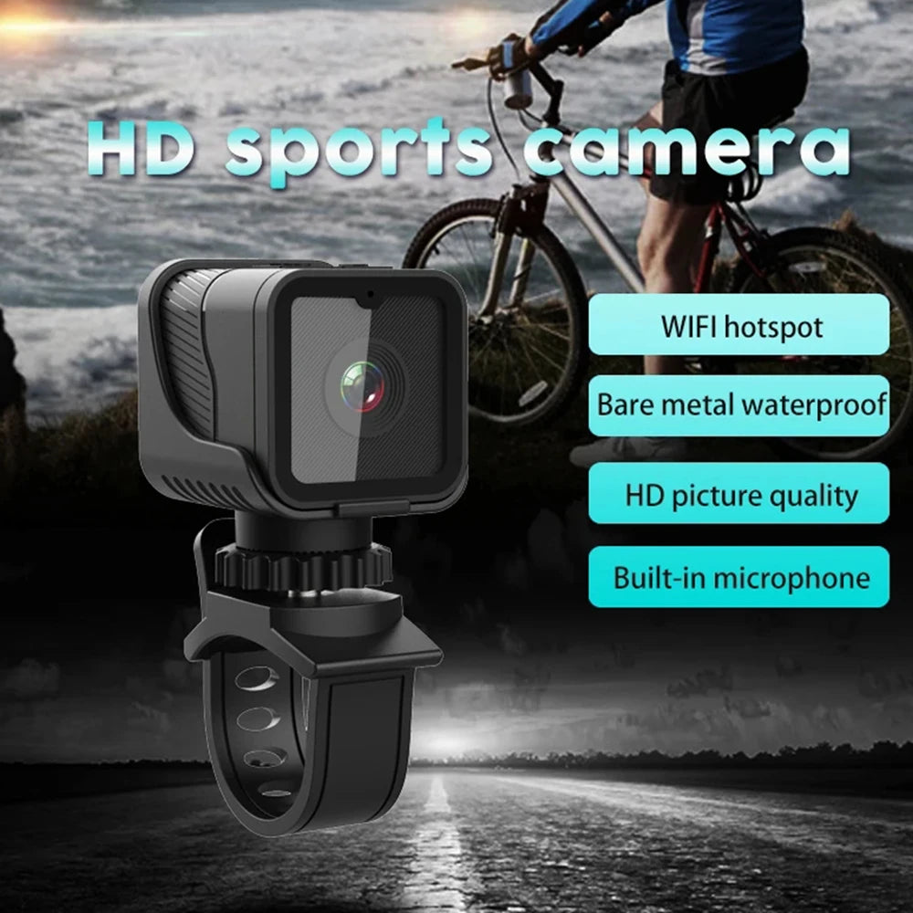 Mini Câmera Esportiva Portátil 1080P HD com Wi-Fi e Suporte à Prova d'Água
