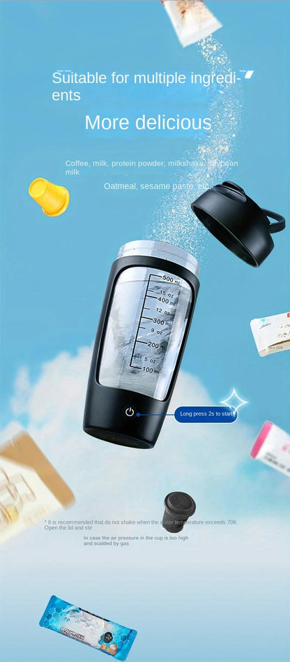 Copo Misturador Automático Portátil – 650ml, Recarregável, Ideal para Shakes de Proteína, Esportes e Fitness