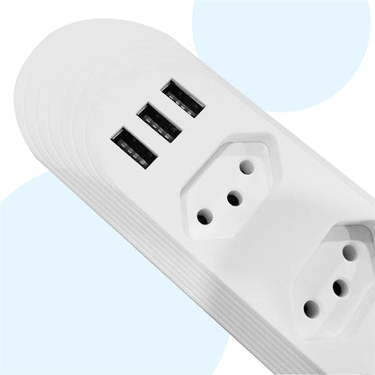 Régua Extensão de Tomadas e Porta USB