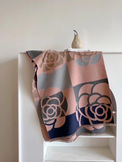 Cachecol Feminino Luxo Floral – Estilo Pashmina Toque de Cashmere 185x65cm