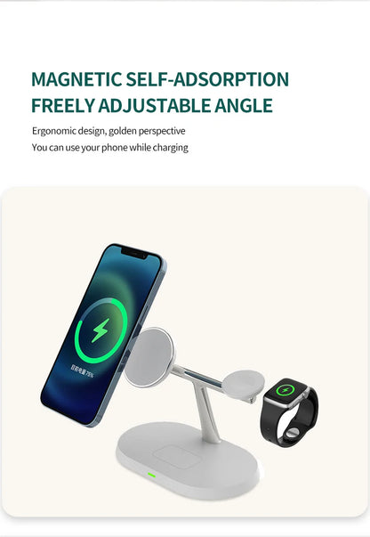 Carregador Sem Fio 3 em 1  Estação de Carregamento para iPhone  Apple Watch e AirPods