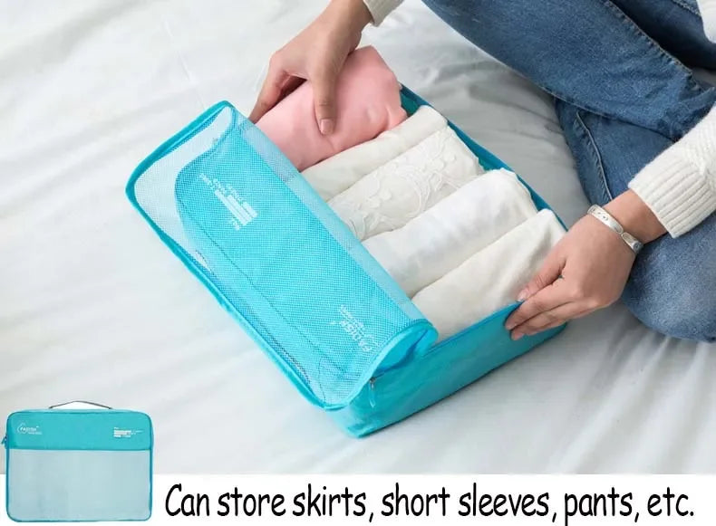 Conjunto de Organizadores de Viagem – 6 ou 7 Peças, Bolsas para Mala, Roupas e Sapatos, Compacto e Portátil